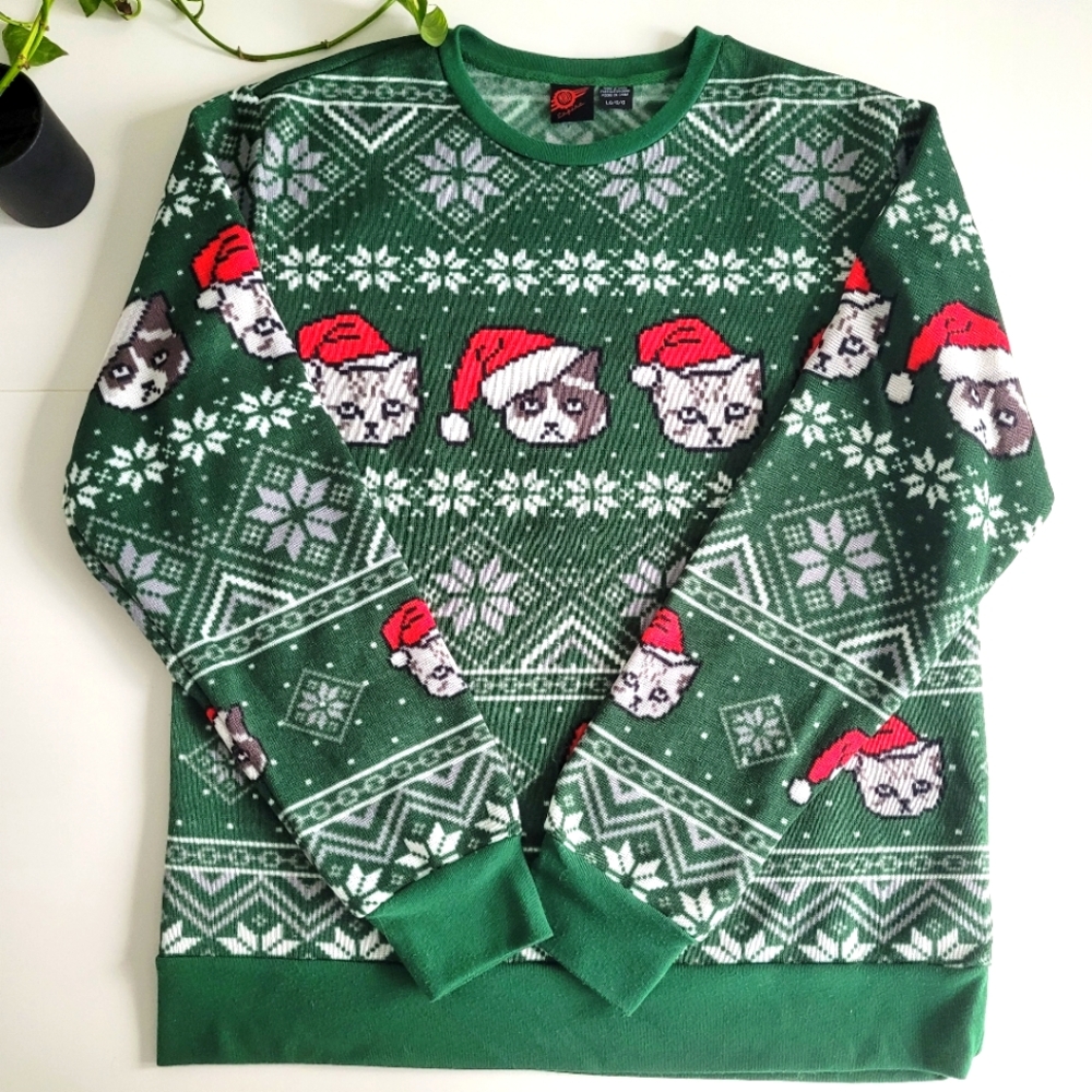 Green Cat Christmas Sweater